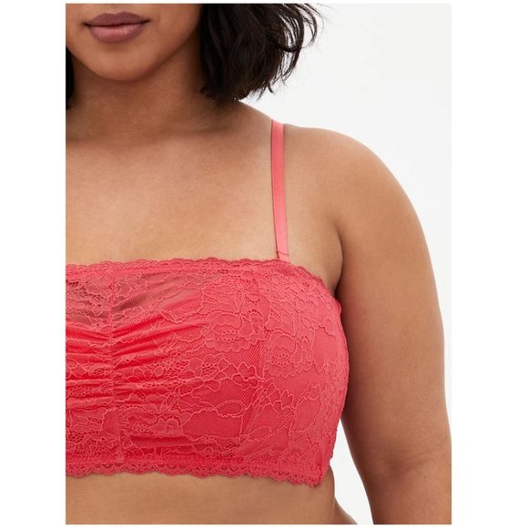 Torrid Size 2X (18-20) Bright Berry Lace Lightly Padded Bandeau - Picture 3 of 6